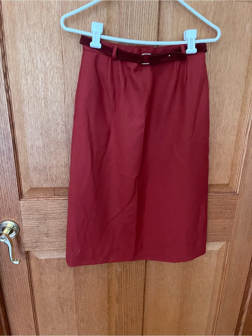 Vintage John Meyer Women's Deep Red Two-Piece Skirt Suit